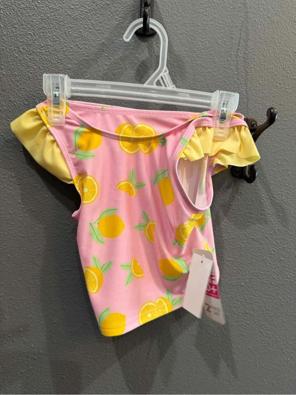 Pink Lemon-Print Ruffle Kids Swim Bikini Top